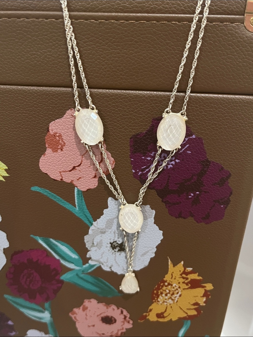 AVON SP Triple Pendant White Stone Necklace - Women Jewelry